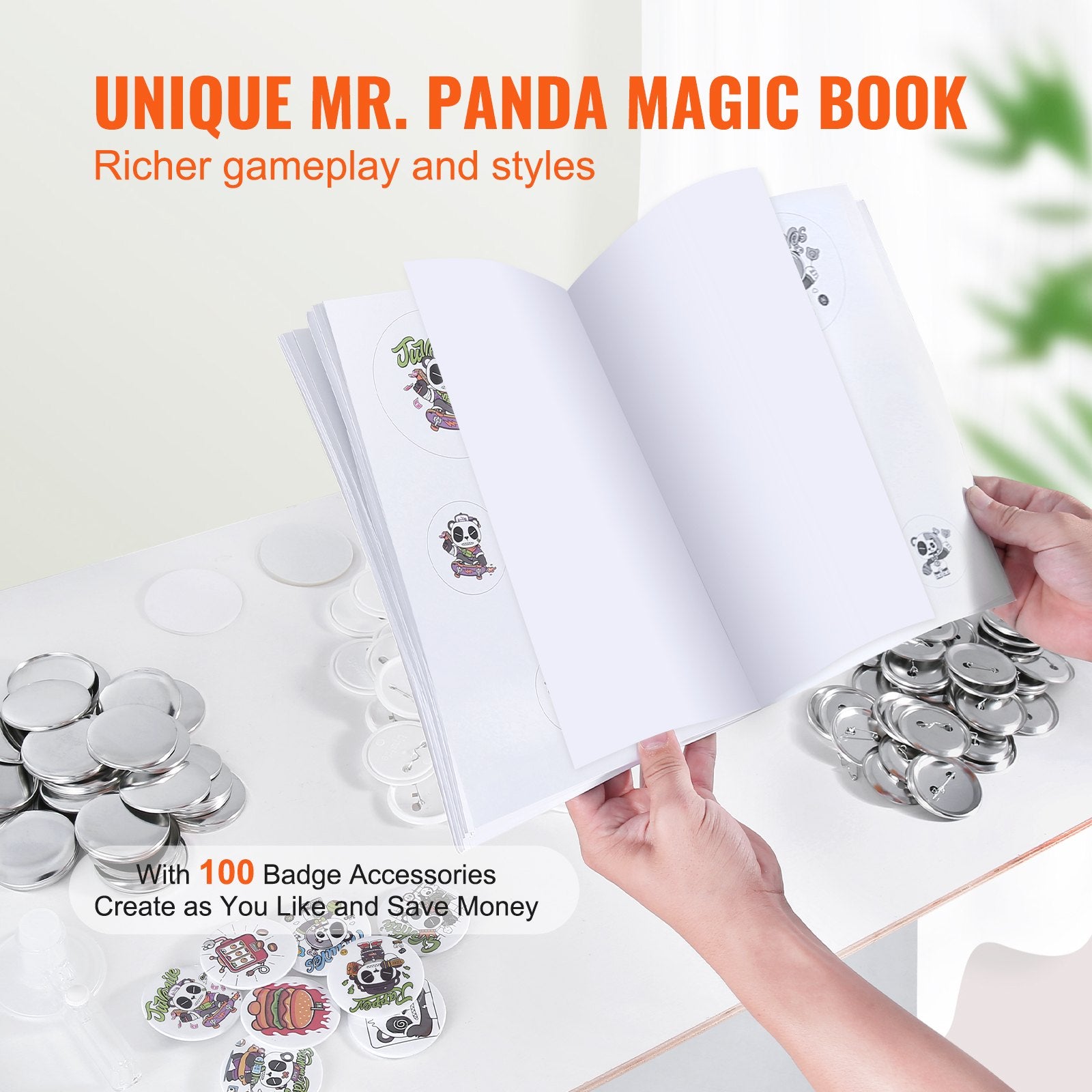 Hand Tools: VEVOR Button Maker Machine, 2.28 inch/58mm Pin Maker, Installation-Free Badge Punch Press Kit, Children DIY Gifts Button Making Supplies with 100pcs Button Parts, Circle Cutter, Magic Book