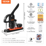 Hand Tools: VEVOR Button Maker Machine, 2.28 inch/58mm Pin Maker, Installation-Free Badge Punch Press Kit, Children DIY Gifts Button Making Supplies with 100pcs Button Parts, Circle Cutter, Magic Book