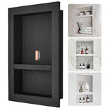 Bathroom Cabinets, Cupboards & Storage: VEVOR Shower Niche Ready for Tile 40.64 x 60.96 cm, 16 x 24 inch Double Shelf Organizer, Square Corners Wall-inserted Niche Recessed, Sealed Protection Modern Soap Storage Niche for Shower Bathroom, Black