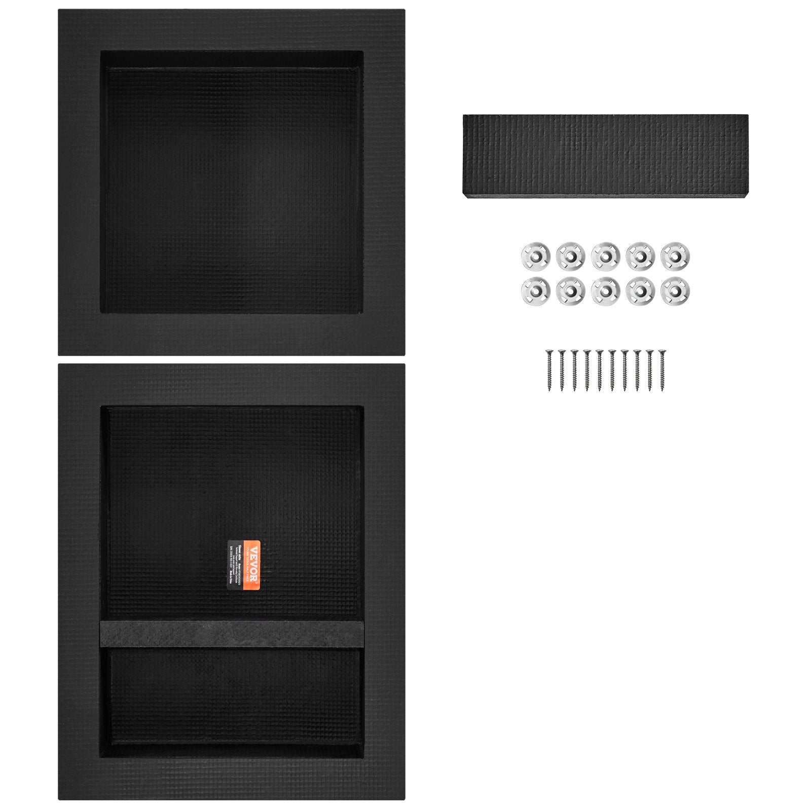 Shower Heads & Screens: VEVOR Shower Niche Ready for Tile 40.64x40.64cm & 40.64x50.8cm, Triple Shelf, Square Corners Wall-inserted Niche Recessed, Sealed Protection Modern Soap Storage Niche for Shower Bathroom, Black