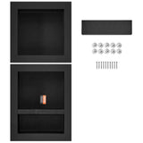 Shower Heads & Screens: VEVOR Shower Niche Ready for Tile 40.64x40.64cm & 40.64x50.8cm, Triple Shelf, Square Corners Wall-inserted Niche Recessed, Sealed Protection Modern Soap Storage Niche for Shower Bathroom, Black