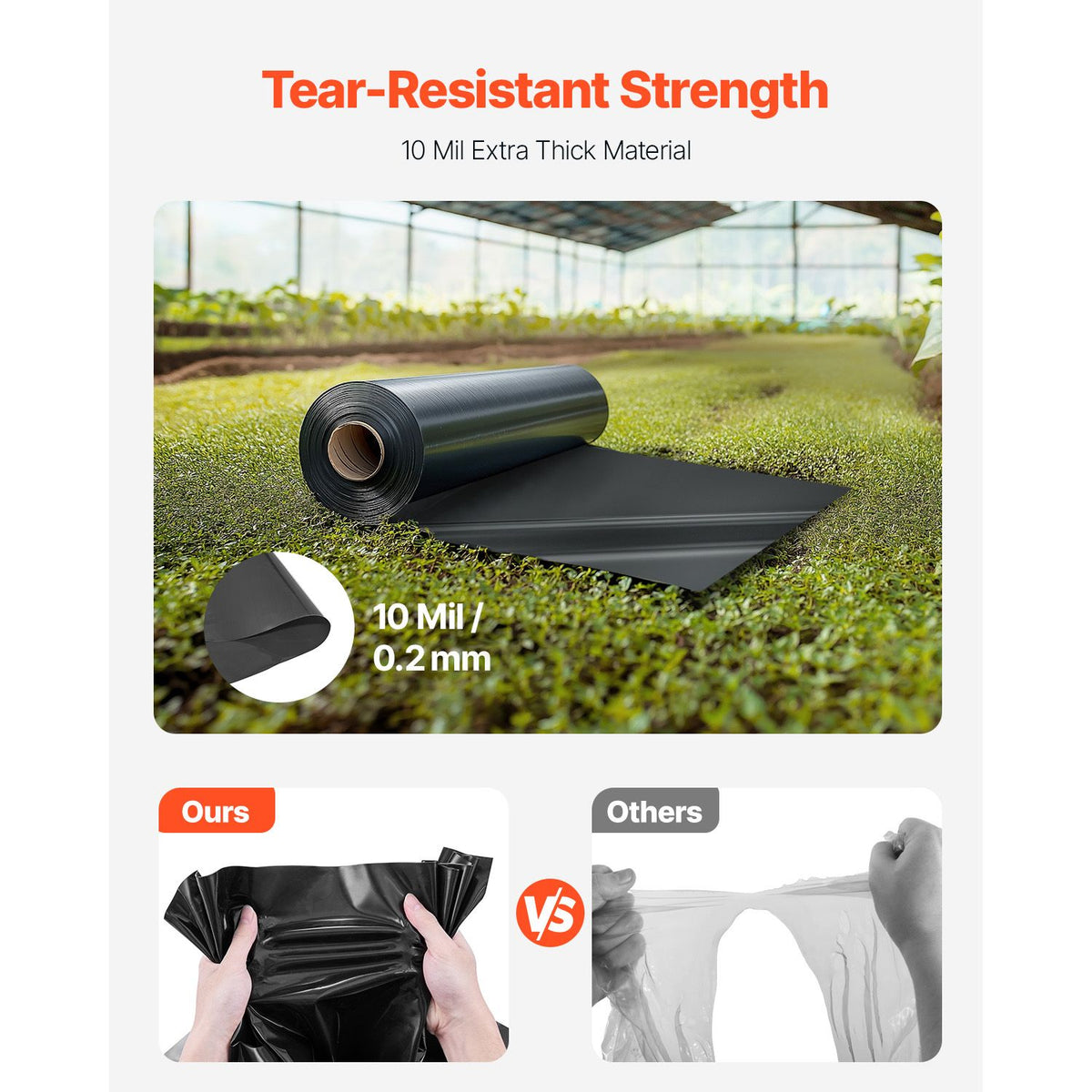10 Mil Plastic Sheeting Heavy Duty 10' x 100', Thick Plastic Sheeting Roll, Plastic Drop Cloth Painters Tarp, Polyethylene Covering for Crawl Space Vapor Barrier, Multi-Purpose, Black