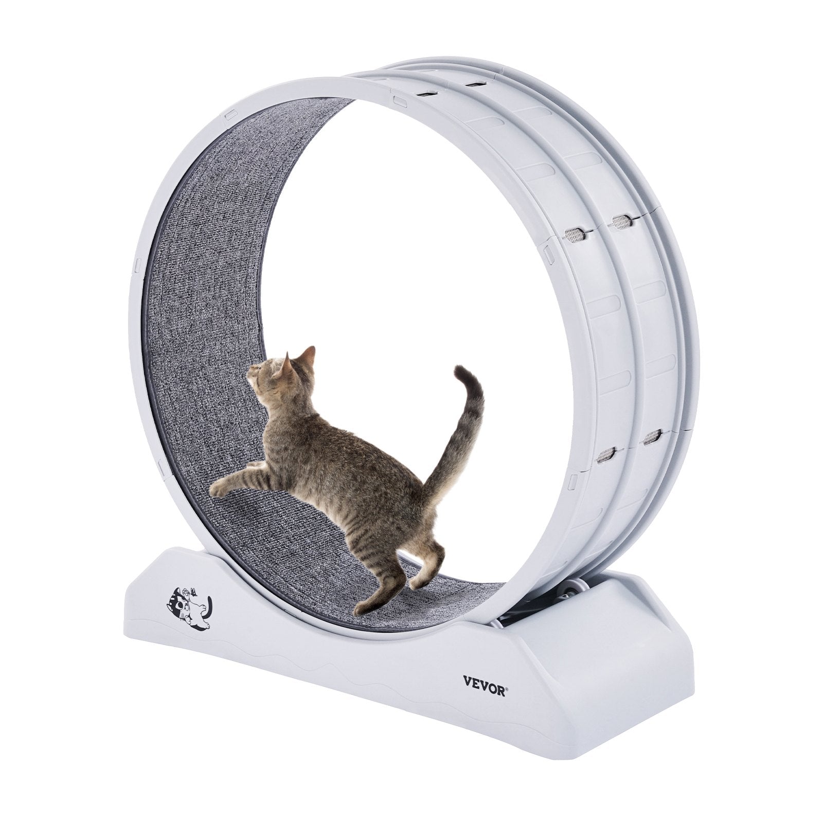 Cat Toys: VEVOR Cat Exercise Wheel, 31.5 in, Large Cat Running Wheel with Secure Brake & Carpeted Runway, Quiet Operation Cat Treadmill, Indoor Cats Exerciser Wheel for Pets Weight Loss & Health White