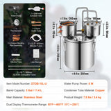 Distilling & Brewing: VEVOR Alcohol Still, 3 Gal / 11.4 L Stainless Steel Water Alcohol Distiller with Copper Coil for Fast Cooling, Dual Condenser Distiller Kit with Secondary Distillation, for Wine Whisky Brandy, Silver