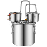 Distilling & Brewing: VEVOR Alcohol Still, 3 Gal / 11.4 L Stainless Steel Water Alcohol Distiller with Copper Coil for Fast Cooling, Dual Condenser Distiller Kit with Secondary Distillation, for Wine Whisky Brandy, Silver
