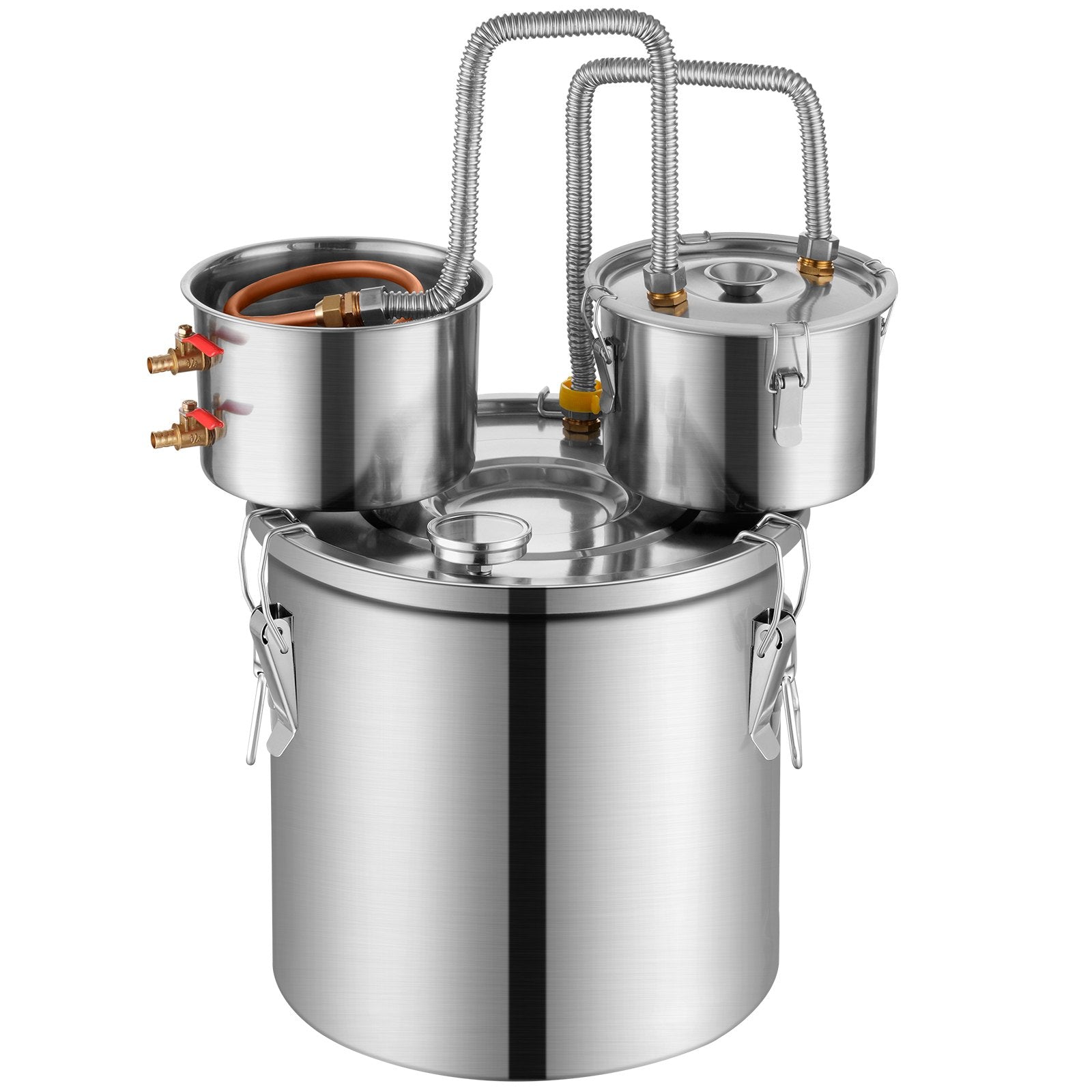 Distilling & Brewing: VEVOR Alcohol Still, 5 Gal / 19 L Stainless Steel Water Alcohol Distiller with Copper Coil for Fast Cooling, Dual Condenser Distiller Kit with Secondary Distillation, for Wine Whisky Brandy, Silver