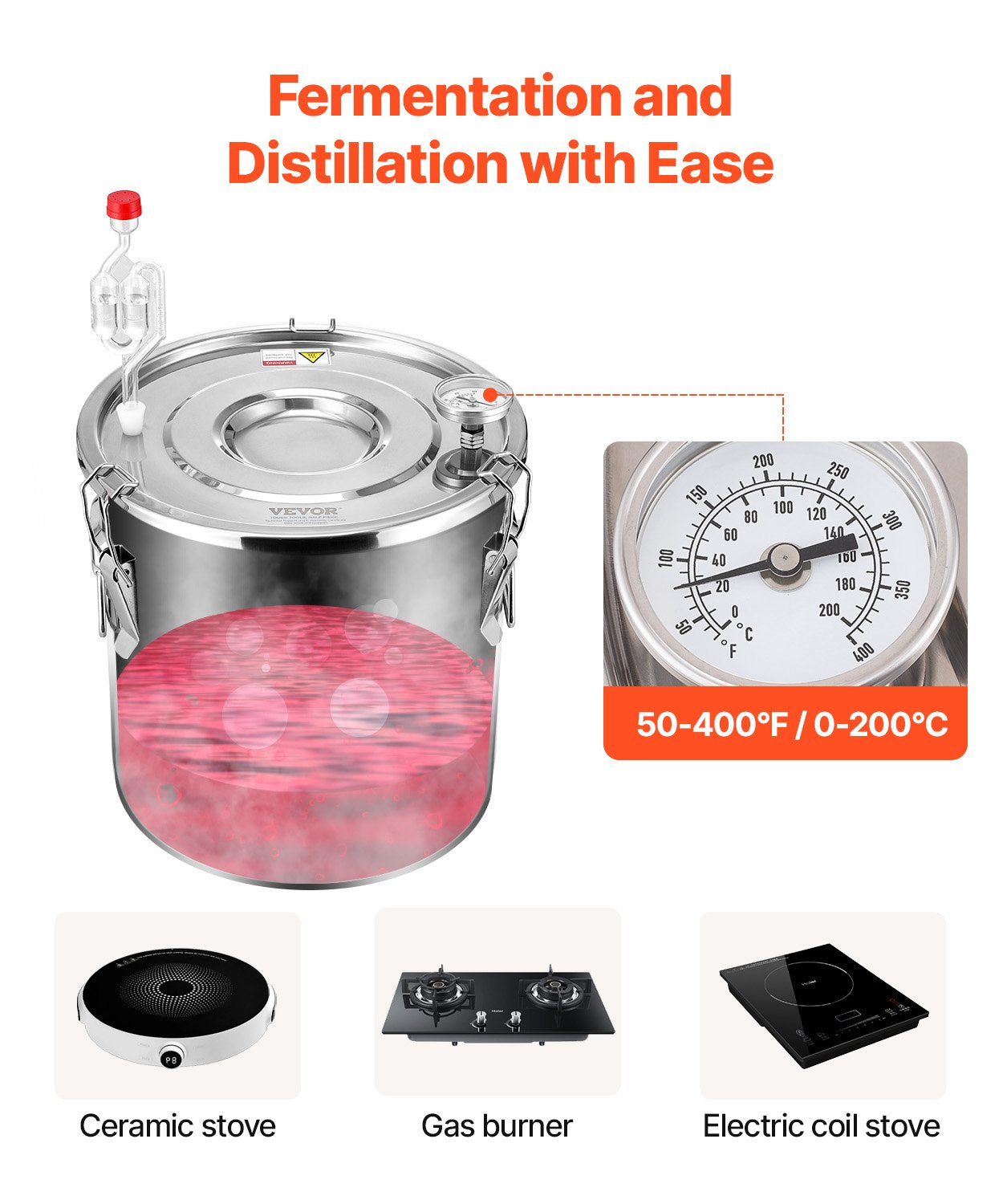 Distilling & Brewing: VEVOR Moonshine Still Water Alcohol Distiller 5Gal w/Thumper Keg & 8W Water Pump