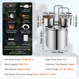Distilling & Brewing: VEVOR Moonshine Still Water Alcohol Distiller 8Gal w/Thumper Keg & 8W Water Pump