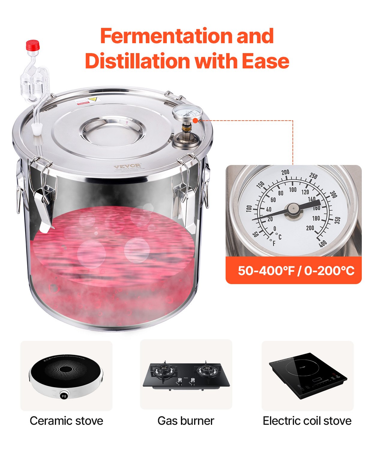 Distilling & Brewing: VEVOR Moonshine Still Water Alcohol Distiller 8Gal w/Thumper Keg & 8W Water Pump