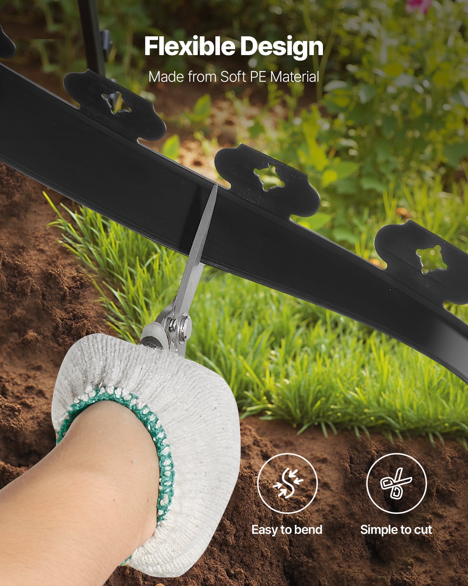Landscape Edging, 3000 x 4 cm Plastic Garden Border Edging with 120 Spikes, No Dig, Flexible Lawn Edgings Roll, UV-Resistant Mini Fence Borders Pathway Edgings for Flower Beds Yard Paver
