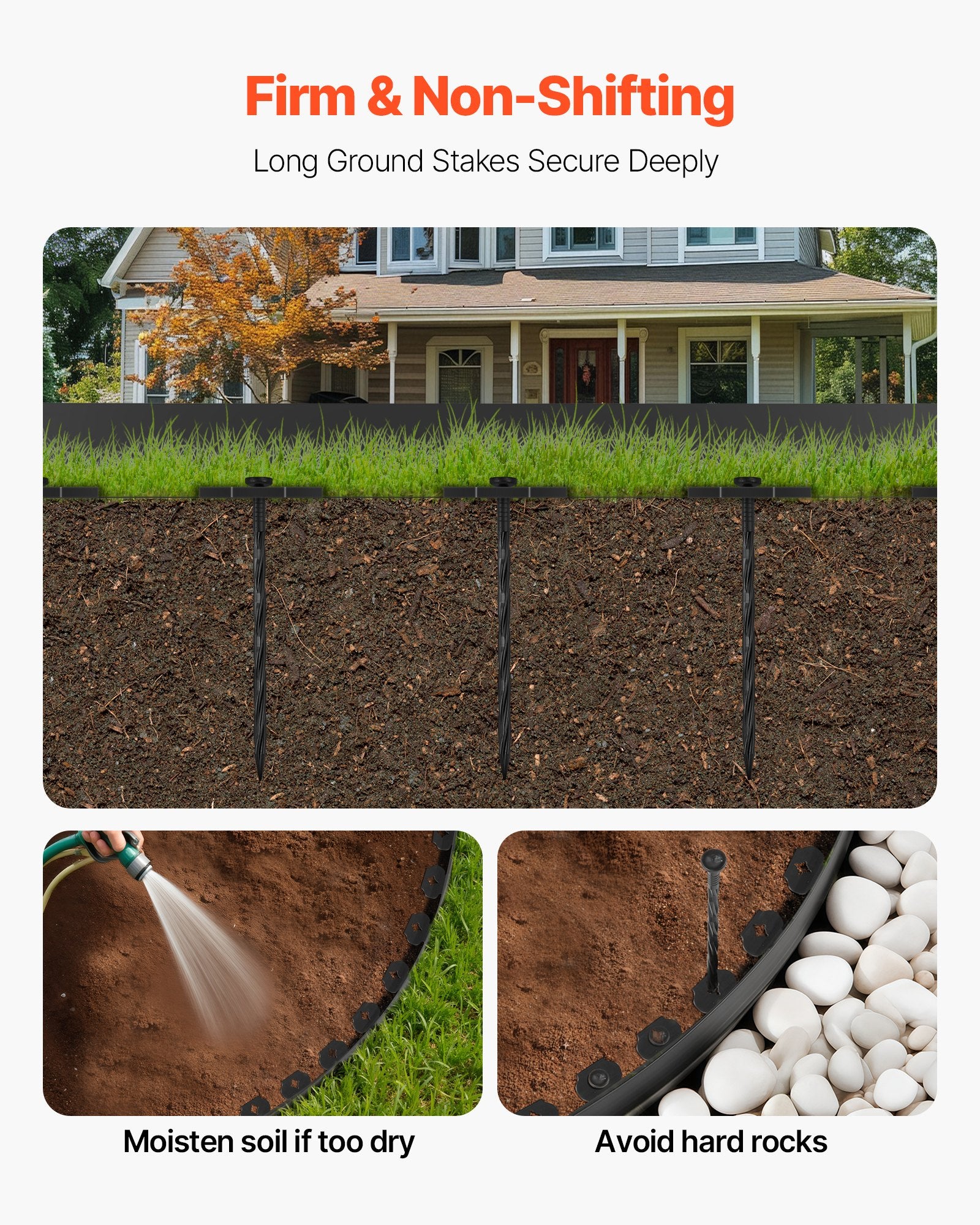 Landscape Edging, 3000 x 4 cm Plastic Garden Border Edging with 120 Spikes, No Dig, Flexible Lawn Edgings Roll, UV-Resistant Mini Fence Borders Pathway Edgings for Flower Beds Yard Paver