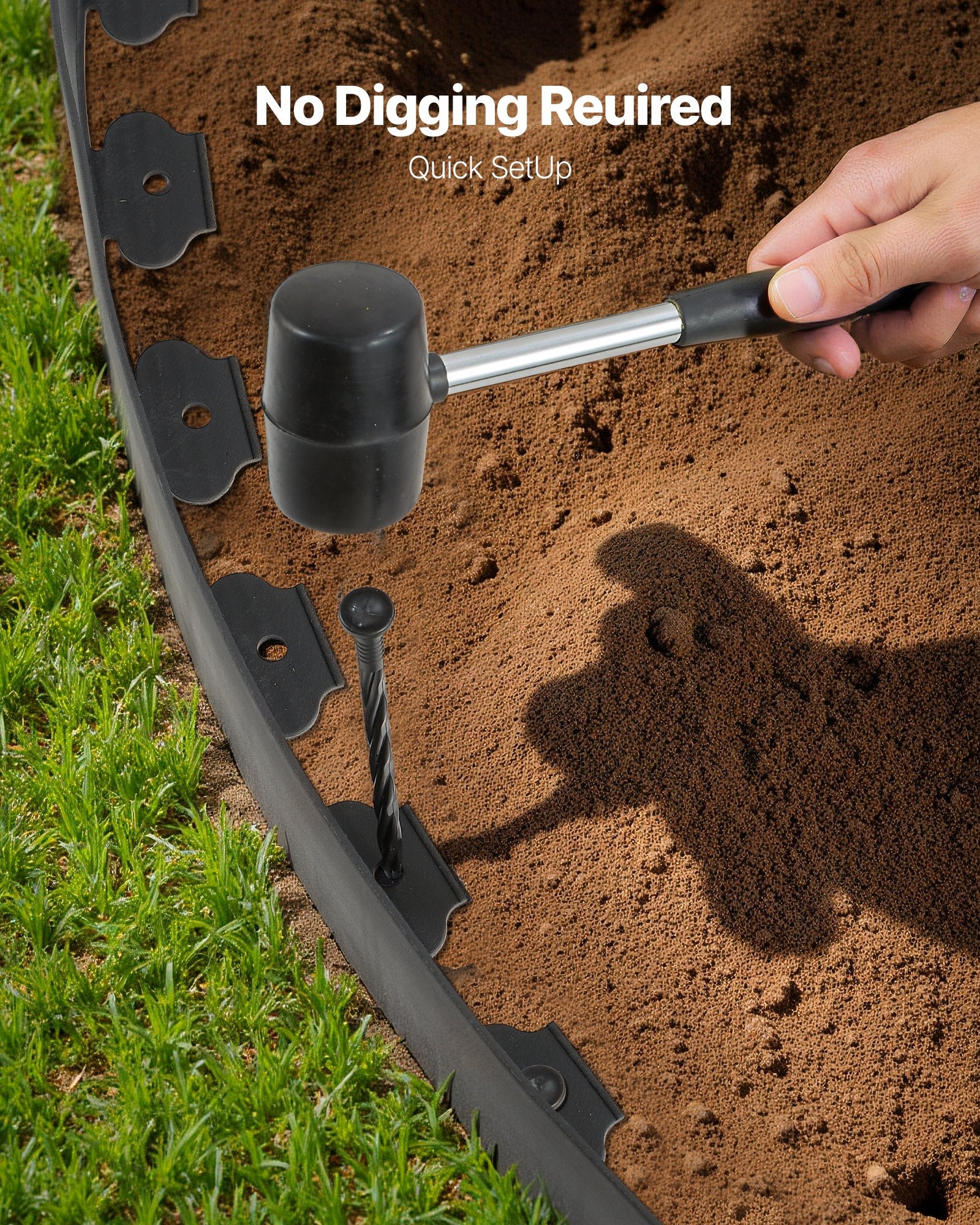 Laundry Cleaning Supplies: VEVOR Landscape Edging, 2000 x 10 cm Plastic Garden Border Edging with 30 Spikes & 2 Ground Stakes, No Dig, Flexible Lawn Edgings Roll, UV-Resistant Mini Fence Borders for Flower Beds Yard Paver