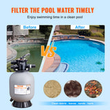 Fountain & Ponds Accessories: VEVOR Sand Filter, 16-inch, 406.4mm, Up to 35 GPM Flow Rate, Above Inground Swimming Pool Sand Filter System with 7-Way Multi-Port Valve, Filter, Backwash, Rinse, Recirculate, Waste, Winter, Closed Functions