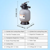 Fountain & Ponds Accessories: VEVOR Sand Filter, 16-inch, 406.4mm, Up to 35 GPM Flow Rate, Above Inground Swimming Pool Sand Filter System with 7-Way Multi-Port Valve, Filter, Backwash, Rinse, Recirculate, Waste, Winter, Closed Functions