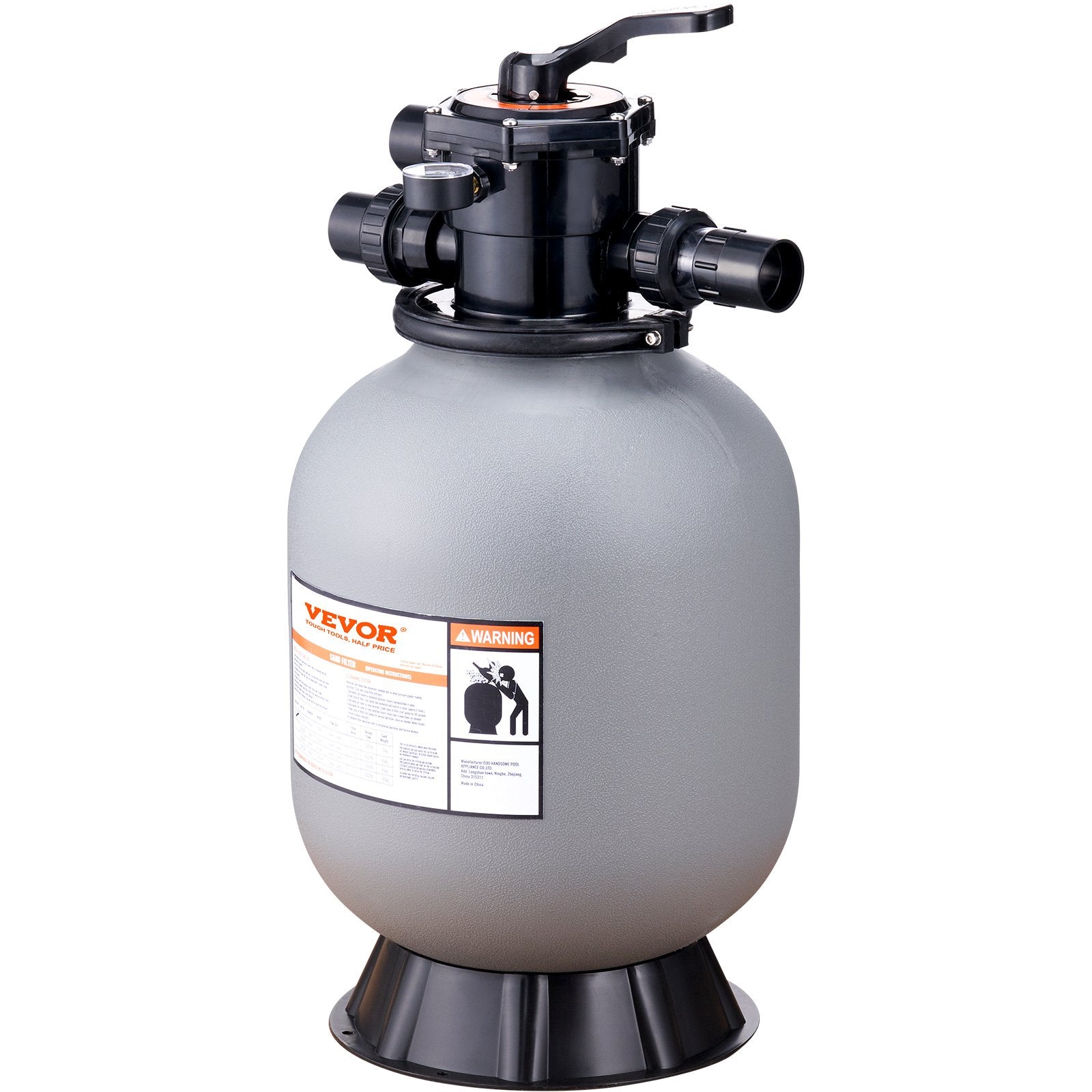 Fountain & Ponds Accessories: VEVOR Sand Filter, 16-inch, 406.4mm, Up to 35 GPM Flow Rate, Above Inground Swimming Pool Sand Filter System with 7-Way Multi-Port Valve, Filter, Backwash, Rinse, Recirculate, Waste, Winter, Closed Functions
