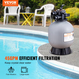 Fountain & Ponds Accessories: VEVOR Sand Filter, 19-inch, 482.6mm, Up to 45 GPM Flow Rate, Above Inground Swimming Pool Sand Filter System with 7-Way Multi-Port Valve, Filter, Backwash, Rinse, Recirculate, Waste, Winter, Closed Functions