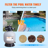 Fountain & Ponds Accessories: VEVOR Sand Filter, 19-inch, 482.6mm, Up to 45 GPM Flow Rate, Above Inground Swimming Pool Sand Filter System with 7-Way Multi-Port Valve, Filter, Backwash, Rinse, Recirculate, Waste, Winter, Closed Functions