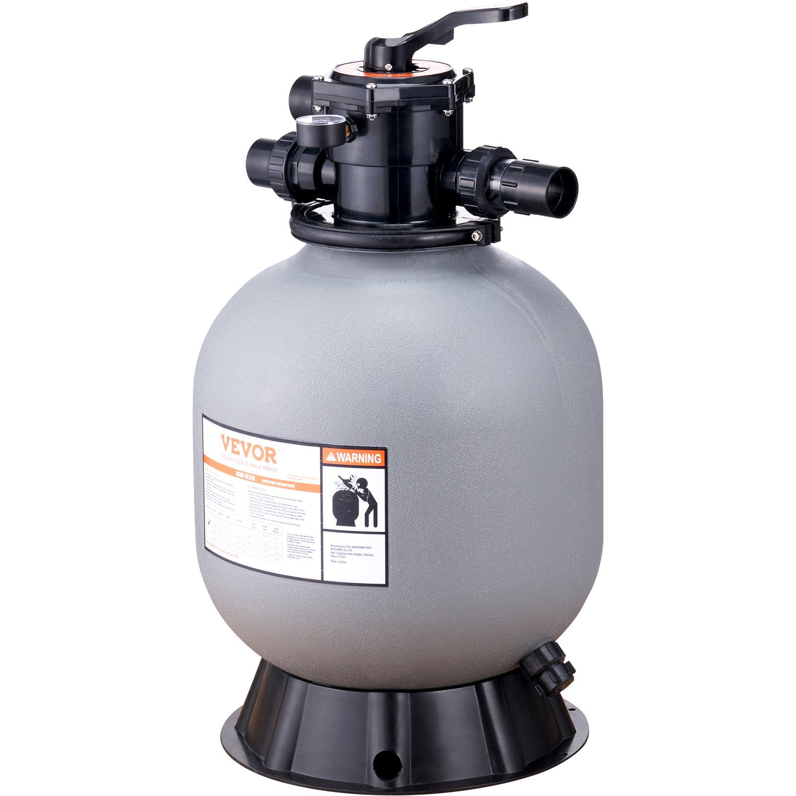 Fountain & Ponds Accessories: VEVOR Sand Filter, 19-inch, 482.6mm, Up to 45 GPM Flow Rate, Above Inground Swimming Pool Sand Filter System with 7-Way Multi-Port Valve, Filter, Backwash, Rinse, Recirculate, Waste, Winter, Closed Functions