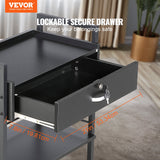 Makeup Organisation & Storage: VEVOR Beauty Salon Trolley Cart, 3-Tier Hair Salon Stations Cabinet for Stylist with Lockable Drawer, MDF Rolling Storage Station with 4 Wheels (2 Lockable) for Beauty SPA Barbershop Tattoo