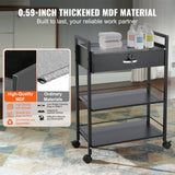 Makeup Organisation & Storage: VEVOR Beauty Salon Trolley Cart, 3-Tier Hair Salon Stations Cabinet for Stylist with Lockable Drawer, MDF Rolling Storage Station with 4 Wheels (2 Lockable) for Beauty SPA Barbershop Tattoo