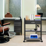 Makeup Organisation & Storage: VEVOR Beauty Salon Trolley Cart, 3-Tier Hair Salon Stations Cabinet for Stylist with Lockable Drawer, MDF Rolling Storage Station with 4 Wheels (2 Lockable) for Beauty SPA Barbershop Tattoo
