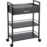 Makeup Organisation & Storage: VEVOR Beauty Salon Trolley Cart, 3-Tier Hair Salon Stations Cabinet for Stylist with Lockable Drawer, MDF Rolling Storage Station with 4 Wheels (2 Lockable) for Beauty SPA Barbershop Tattoo