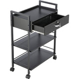 Makeup Organisation & Storage: VEVOR Beauty Salon Trolley Cart, 3-Tier Hair Salon Stations Cabinet for Stylist with Lockable Drawer, MDF Rolling Storage Station with 4 Wheels (2 Lockable) for Beauty SPA Barbershop Tattoo