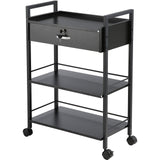 Makeup Organisation & Storage: VEVOR Beauty Salon Trolley Cart, 3-Tier Hair Salon Stations Cabinet for Stylist with Lockable Drawer, MDF Rolling Storage Station with 4 Wheels (2 Lockable) for Beauty SPA Barbershop Tattoo