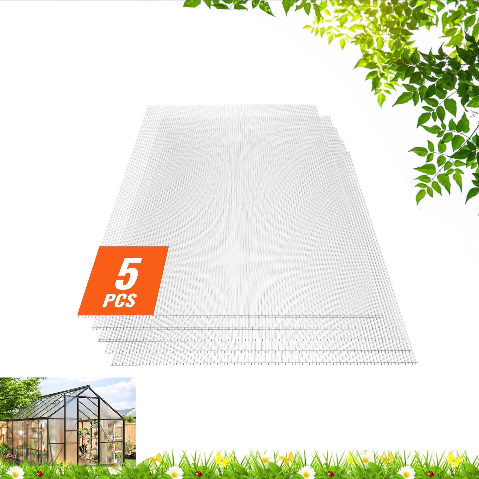 Caravan Accessories: VEVOR 5 Pack Polycarbonate Greenhouse Panels 2' X 4' X 0.32'' Roof Sheets