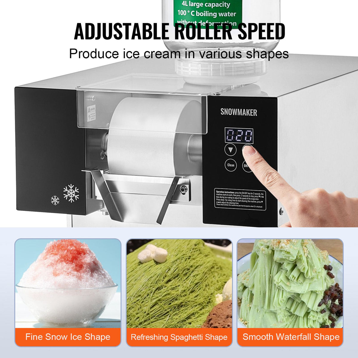 Commercial Snowflake Ice Machine, 385LBS/24H Snowflake Ice Maker, Stainless Steel Ice Shaver Machine, Electric Snow Cone Maker, Liquid Cooling System for Rapid Heat Dissipation, Ice Cream