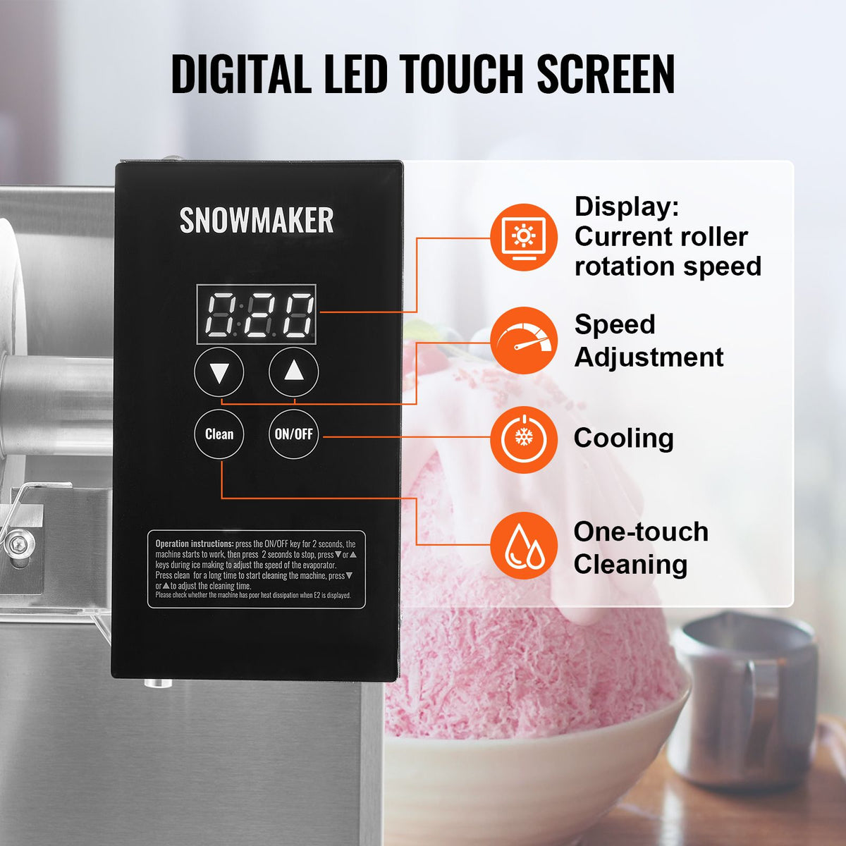 Commercial Snowflake Ice Machine, 385LBS/24H Snowflake Ice Maker, Stainless Steel Ice Shaver Machine, Electric Snow Cone Maker, Liquid Cooling System for Rapid Heat Dissipation, Ice Cream