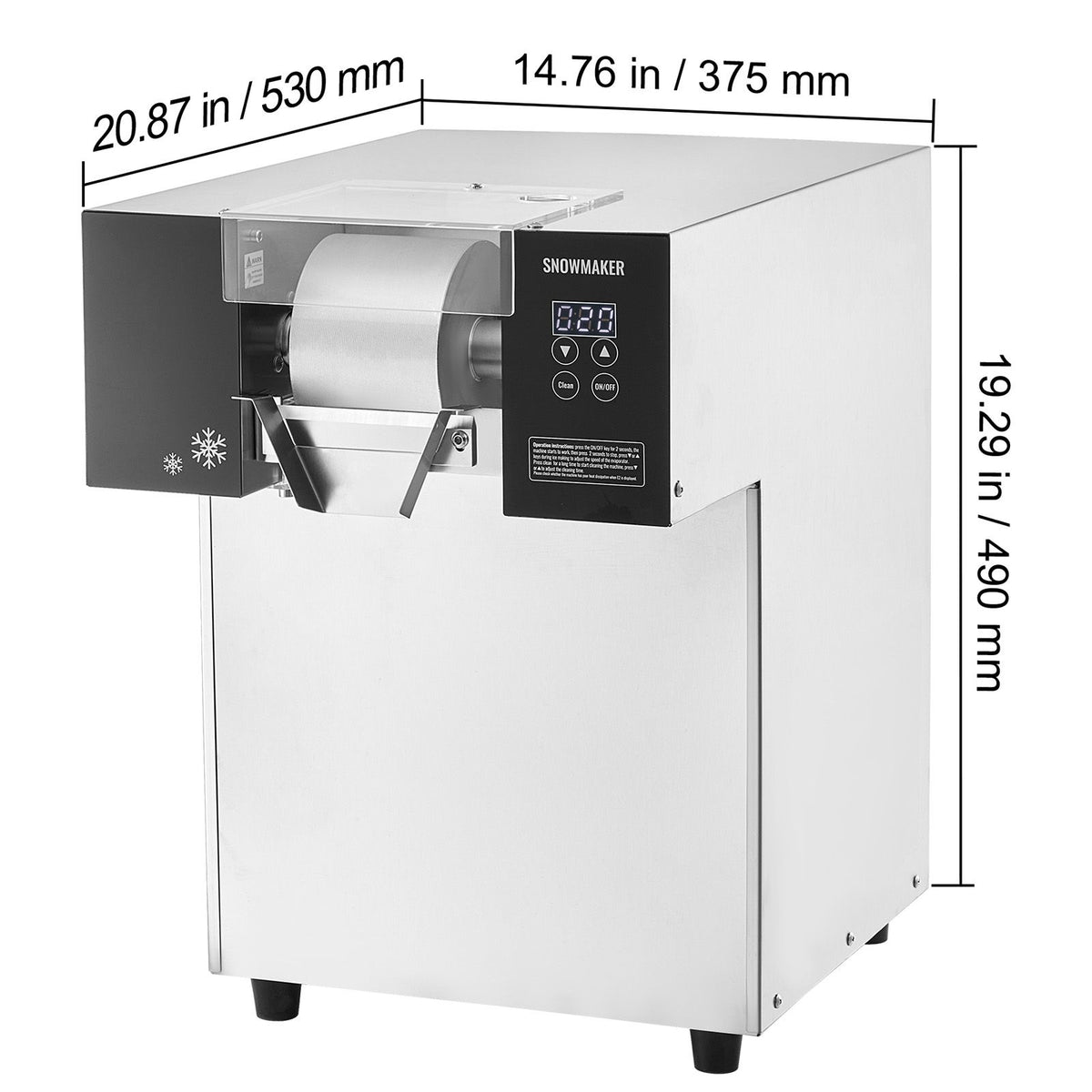 Commercial Snowflake Ice Machine, 385LBS/24H Snowflake Ice Maker, Stainless Steel Ice Shaver Machine, Electric Snow Cone Maker, Liquid Cooling System for Rapid Heat Dissipation, Ice Cream