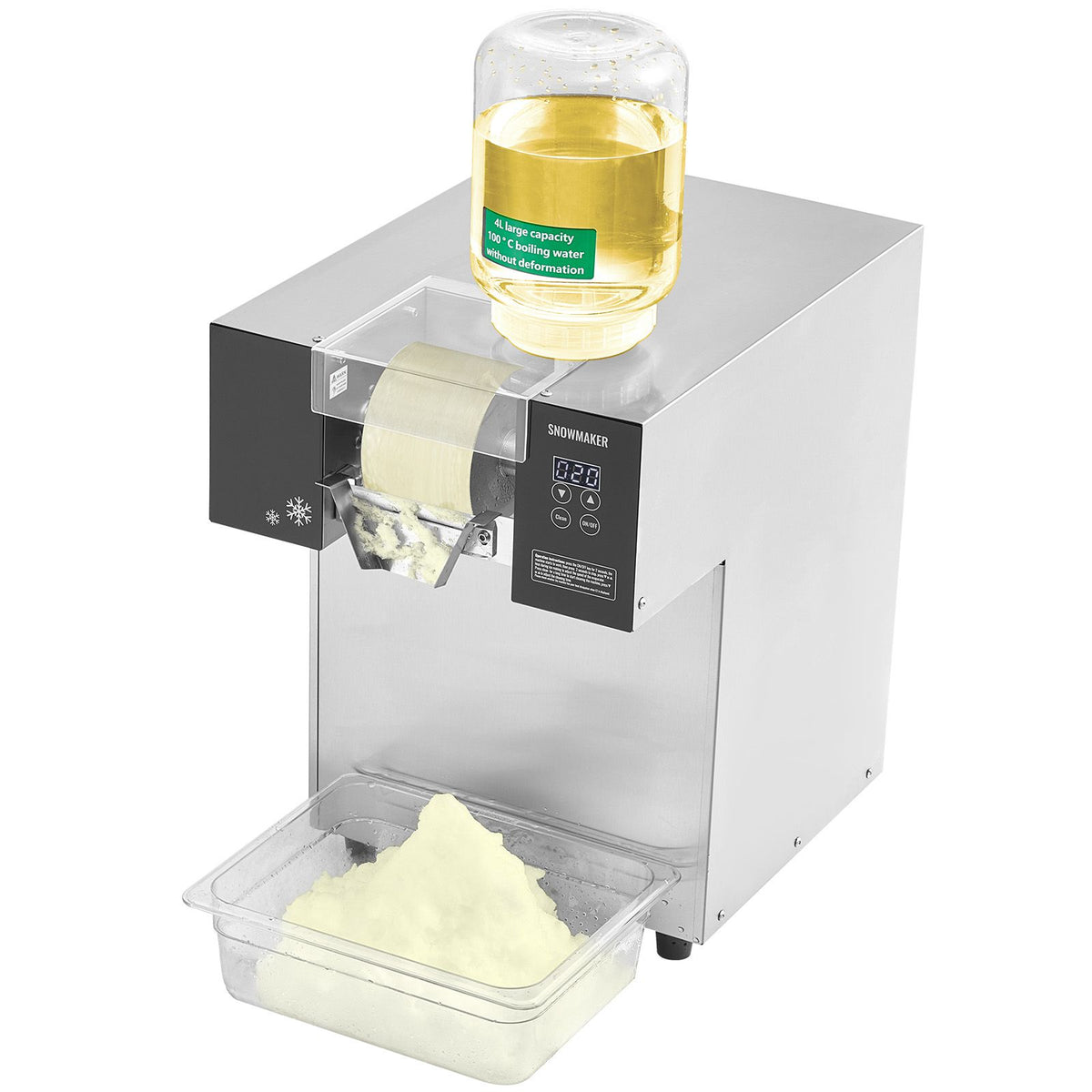 Commercial Snowflake Ice Machine, 385LBS/24H Snowflake Ice Maker, Stainless Steel Ice Shaver Machine, Electric Snow Cone Maker, Liquid Cooling System for Rapid Heat Dissipation, Ice Cream