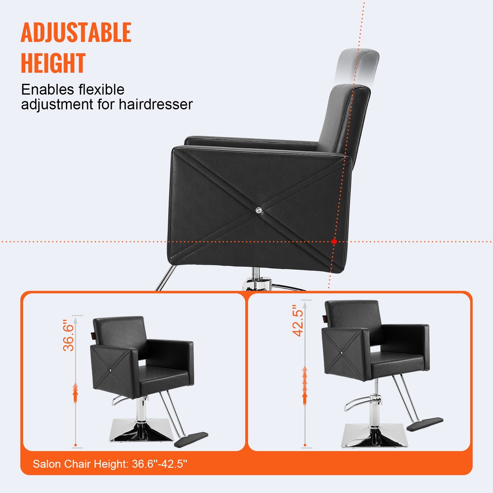 Mobility & Accessibility: VEVOR Salon Chair, Barber Chair for Hair Stylist, Styling Chair with Heavy Duty Hydraulic Pump, Swivel Hair Salon Chair with Footrest for Beauty Spa Shampoo, Max Load Weight 330 lbs, Black