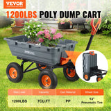 Spreaders & Wheelbarrows: VEVOR Dump Cart, Poly Garden Dump Cart with Easy to Assemble Steel Frame, Dump Wagon with 2-in-1 Convertible Handle, Utility Wheelbarrow  544kg/ 1200lbs Capacity, 33cm/ 13 inch Tires