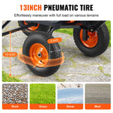 Spreaders & Wheelbarrows: VEVOR Dump Cart, Poly Garden Dump Cart with Easy to Assemble Steel Frame, Dump Wagon with 2-in-1 Convertible Handle, Utility Wheelbarrow  544kg/ 1200lbs Capacity, 33cm/ 13 inch Tires