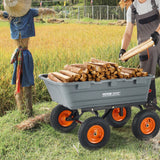 Spreaders & Wheelbarrows: VEVOR Dump Cart, Poly Garden Dump Cart with Easy to Assemble Steel Frame, Dump Wagon with 2-in-1 Convertible Handle, Utility Wheelbarrow  544kg/ 1200lbs Capacity, 33cm/ 13 inch Tires