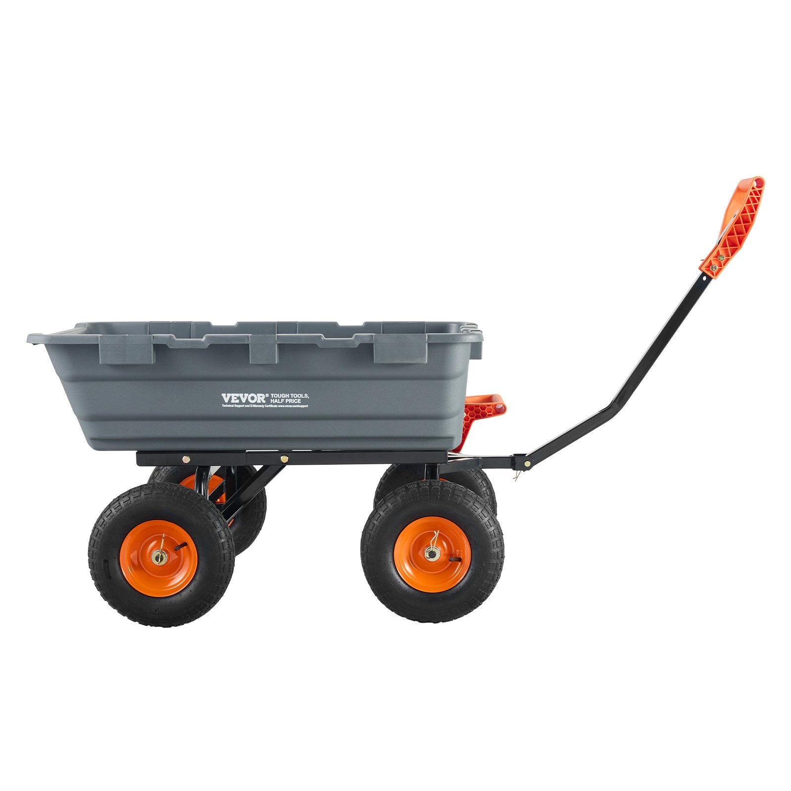 Dump Cart, Poly Garden Dump Cart with Easy to Assemble Steel Frame, Dump Wagon with 2-in-1 Convertible Handle, Utility Wheelbarrow 544kg/ 1200lbs Capacity, 33cm/ 13 inch Tires