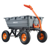 Spreaders & Wheelbarrows: VEVOR Dump Cart, Poly Garden Dump Cart with Easy to Assemble Steel Frame, Dump Wagon with 2-in-1 Convertible Handle, Utility Wheelbarrow 1500 lbs Capacity, 13 inch Tires