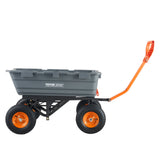 Spreaders & Wheelbarrows: VEVOR Dump Cart, Poly Garden Dump Cart with Easy to Assemble Steel Frame, Dump Wagon with 2-in-1 Convertible Handle, Utility Wheelbarrow 1500 lbs Capacity, 13 inch Tires