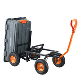 Spreaders & Wheelbarrows: VEVOR Dump Cart, Poly Garden Dump Cart with Easy to Assemble Steel Frame, Dump Wagon with 2-in-1 Convertible Handle, Utility Wheelbarrow 1500 lbs Capacity, 13 inch Tires