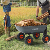 Spreaders & Wheelbarrows: VEVOR Dump Cart, Poly Garden Dump Cart with Easy to Assemble Steel Frame, Dump Wagon with 2-in-1 Convertible Handle, Utility Wheelbarrow 272kg/ 600lbs Capacity, 25.5cm/ 10 inch Tires