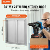 BBQs & Accessories: VEVOR BBQ Access Door, 610x610 mm Double Outdoor Kitchen Door, Stainless Steel Flush Mount Door, Wall Vertical Door with Recessed Handles , for BBQ Island, Grilling Station, Outside Cabinet