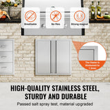 BBQs & Accessories: VEVOR BBQ Access Door, 610x610 mm Double Outdoor Kitchen Door, Stainless Steel Flush Mount Door, Wall Vertical Door with Recessed Handles , for BBQ Island, Grilling Station, Outside Cabinet