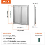 BBQs & Accessories: VEVOR BBQ Access Door, 610x610 mm Double Outdoor Kitchen Door, Stainless Steel Flush Mount Door, Wall Vertical Door with Recessed Handles , for BBQ Island, Grilling Station, Outside Cabinet