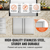 BBQs & Accessories: VEVOR BBQ Access Door, 787x609 mm Double Outdoor Kitchen Door, Stainless Steel Flush Mount Door, Wall Vertical Door with Recessed Handles , for BBQ Island, Grilling Station, Outside Cabinet
