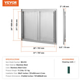 BBQs & Accessories: VEVOR BBQ Access Door, 787x609 mm Double Outdoor Kitchen Door, Stainless Steel Flush Mount Door, Wall Vertical Door with Recessed Handles , for BBQ Island, Grilling Station, Outside Cabinet