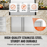 BBQs & Accessories: VEVOR BBQ Access Door, 914x610 mm Double Outdoor Kitchen Door, Stainless Steel Flush Mount Door, Wall Vertical Door with Recessed Handles , for BBQ Island, Grilling Station, Outside Cabinet