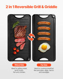 Paddles & Oars: VEVOR Reversible Grill/Griddle, 20x10 inch Pre-Seasoned Cast Iron Griddle, Portable Rectangular Pan with Handle, Family Cookware for Indoor/Outdoor Stove Top Burner, Gas, Camping BBQ, Black