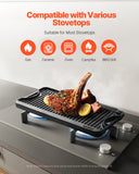 Paddles & Oars: VEVOR Reversible Grill/Griddle, 20x10 inch Pre-Seasoned Cast Iron Griddle, Portable Rectangular Pan with Handle, Family Cookware for Indoor/Outdoor Stove Top Burner, Gas, Camping BBQ, Black